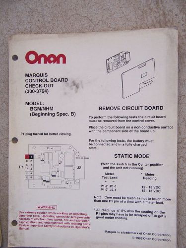 1988 Onan Marquis GenSet RV Generator Set Color Promo Control Board BGM/NHM  R
