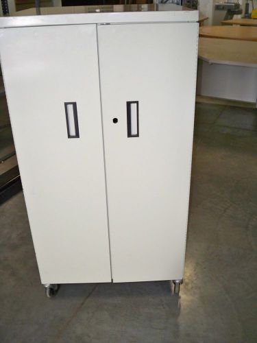 Rolling Verticle Cabinet with Doors and Adjustable Shelf