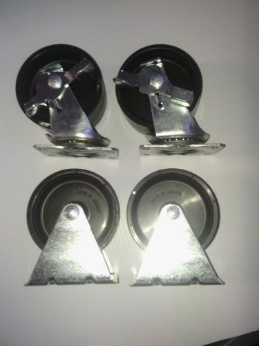 4 NEW 4&#034; PLASTIC CASTERS SET