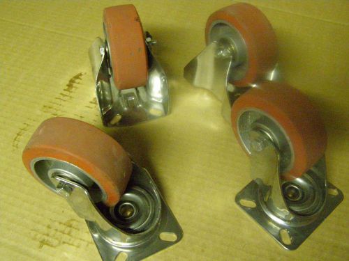 Set of 4 d c stainless swivel &amp; rigid casters with 3 5/8&#034; high temp. wheels for sale