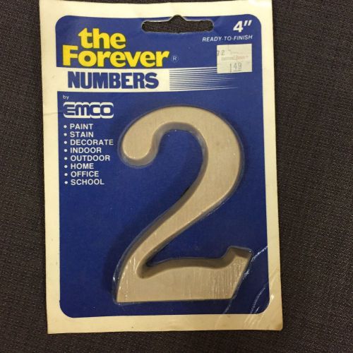 4&#034; Emco Forever Paintable Number &#034;2&#034; For Home House Business Crafts