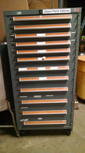 Stanley vidmar parts/tool cabinet on casters 12 drawers 30 x 28 x 60 for sale