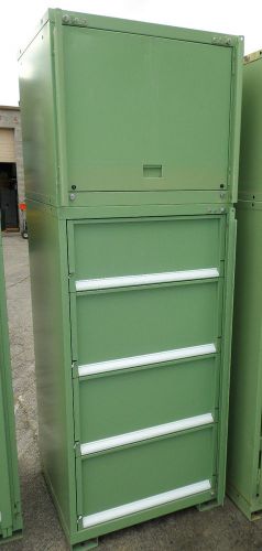 Used Stanley Vidmar 4-Drawer Tool Box &amp; Overhead Storage Cabinet Shelf Chest