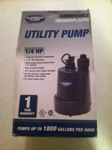 Superior Pump Submersible Thermoplastic Utility Pump 1/4 HP Free Shipping