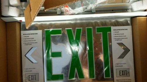 Exit sign Recessed edge lit, a/c, single face, white finish, green g11g00