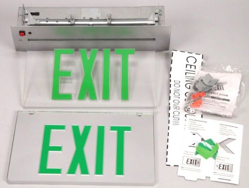 Sure-Lites EUR70G EDGE-Lit Clear or Mirror Face GREEN Letters LED Exit Sign