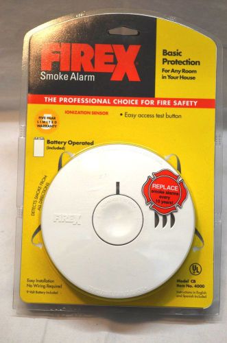 Firex cb 4000 fire alarm ionization smoke detector (battery included) new (bin6) for sale