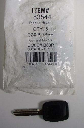 (5) GM B-88PH Plastic Head Key Blank B88R 83544 Bag of 5