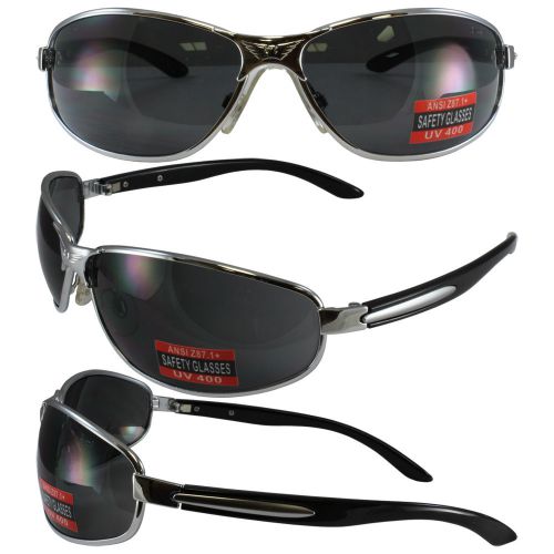 Madrid Metal Frame Safety Glasses with Flash Smoked Lenses