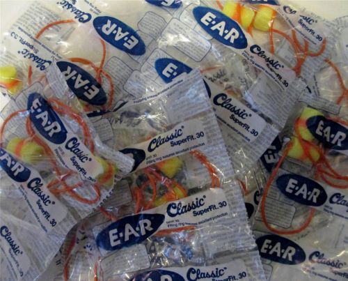 20 Pair-EAR Classic Superfit 30 Corded Ear Plugs  NRR 30 (Lot of 20)