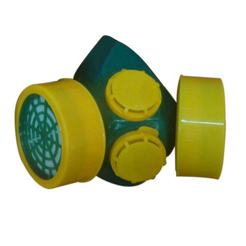 Dual cartridge chemical anti dust gas paint respirator mask yellow protective for sale
