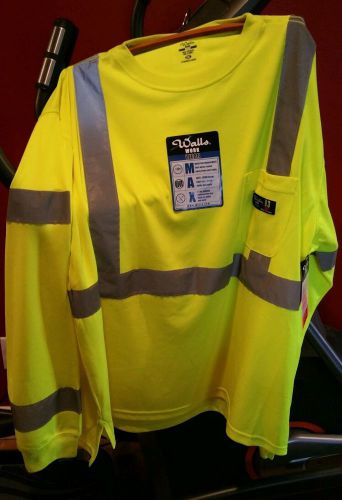 NWT Walls Work Wear Mesh Neon Yellow Safety 3M Reflective Hi-Visibity  Shirt 2XL