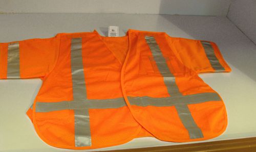 Dsp xl / 2xl class 3 bright orange mesh vest 2 inch reflective tape used for sale