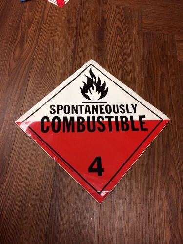 Spontaneously Combustible Placard, Worded, E-Z Removable Vinyl (lot 25)