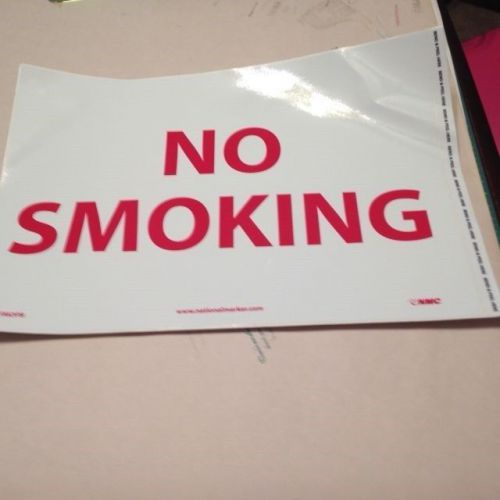 Sign, No Smoking, Text, English, 10 x 14, Vinyl, Adhesive, red/white,for 6 signs