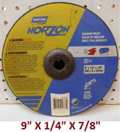 Norton 9&#034;x1/4&#034;x7/8&#034; Grinding Wheel Disc DC914NZP Ceramic Alumina Zirconia, NEW