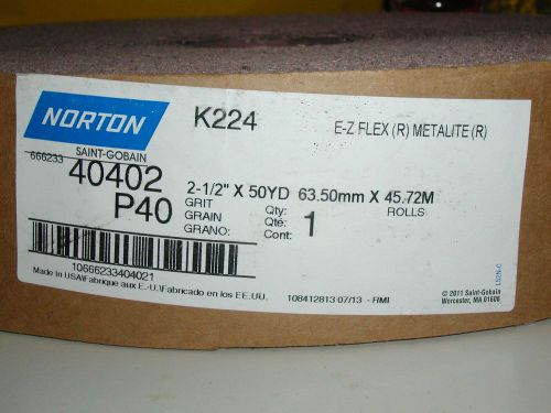 2 ROLLS NORTON K224 E-Z FLEX (R) METALITE (R) 2-1/2&#034; X 50 YARDS P40 GRIT #40402