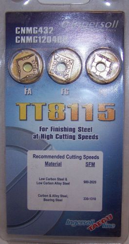 (3) cnmg432 tt8115 inserts - (3 piece blister pack from ingersoll) for sale