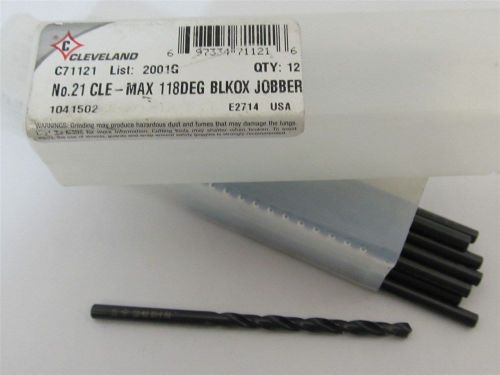 Cleveland c71121, #21, hss jobber length drill bits - 12 each for sale