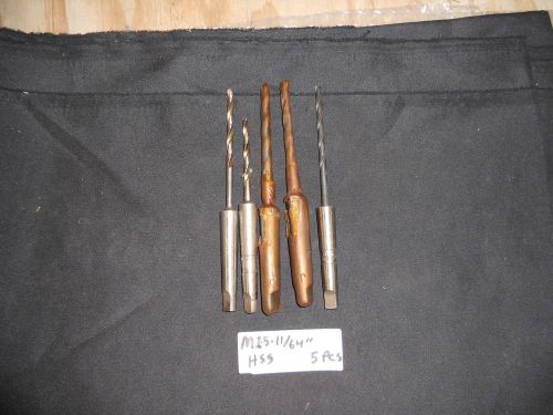 M151164) USA,ENGLAND OR CANADA,M-1 TAPER DRILLS,11/64&#034;, 5 PIECES