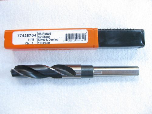 New 11/16&#034; hss silver &amp; deming drill bit 1/2 shank hertel usa for sale