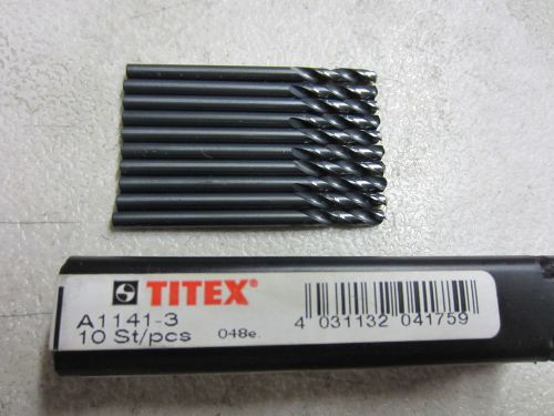 10 new TITEX A1141 3.0mm Screw Machine Stub Twist Drill Bits black oxide 41759