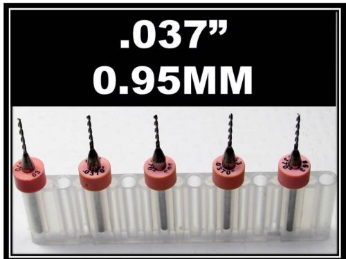 .037&#034; - 0.95mm  #63 - 1/8&#034; Shank  Carbide Drill Bits  FIVE Pcs  CNC Dremel Hobby