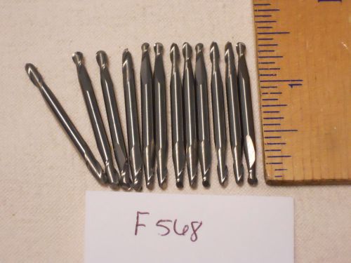 12 NEW 3 MM SHANK CARBIDE END MILLS. 2 FLUTE. BALL. DOUBLE END USA MADE. (F568)