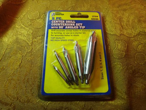 Drill Master 5 pc. Center Drill Countersink Set w/ 60° Angled Tip *Free S&amp;H USA*