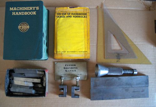 Lot a machinist books clamps parallels metal lathe cutting bits tools for sale