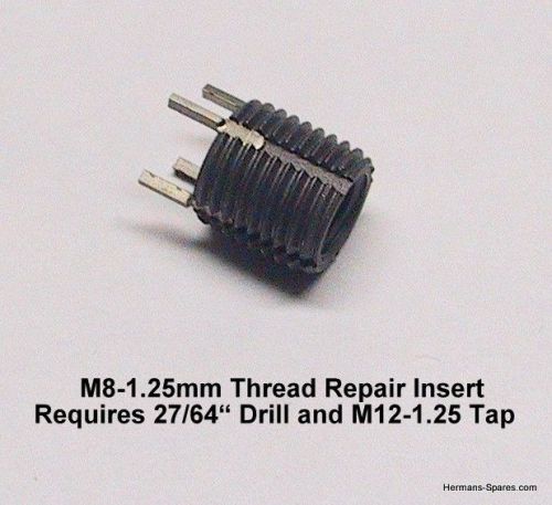 Threaded Keen-Serts 8-1.25mm Thread Repair Thick Wall  Insert use 12-1.25 hole