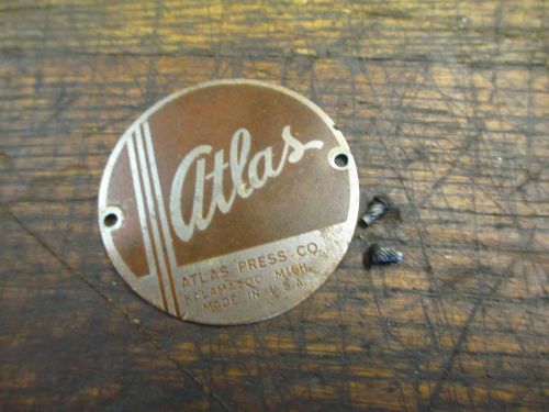 Atlas/Craftsman 10&#034; Metal Lathe - Gear Cover 2&#034; Badge /    NV 395