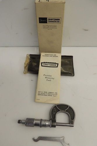 CRAFTSMAN COMMERCIAL MICROMETER 0&#034; to 1&#034; - WITH WRENCH MADE IN USA