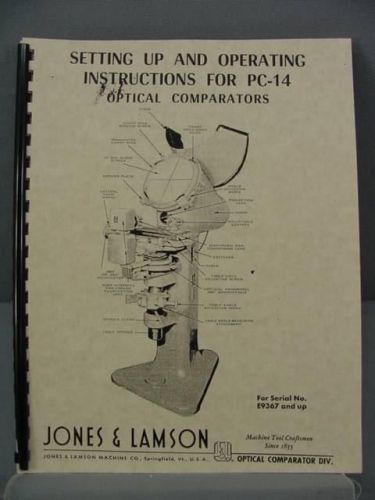 Jones &amp; Lamson PC-14 Comparator Setting Up and Operating Instructions Manual