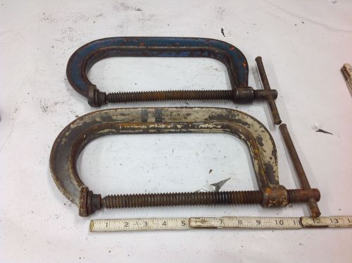 (2) Armstrong  408 Deep Throat Heavy Duty C-Clamp 0-8&#034; Opening. USED TOOL
