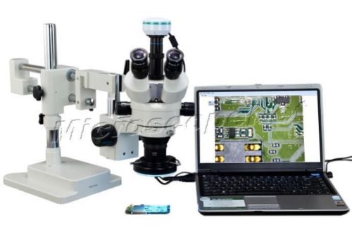 Dual-bar 2mp usb digital stereo zoom boom stand microscope 2x-90x+144 led light for sale