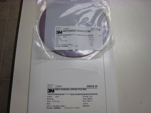 3m 660xv diamond lapping film 5 inch discs pack of 25 pcs 1 micron  127mm #72441 for sale