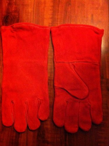 COWHIDE WELDING GLOVES, 1 PAIR, SIZE: L  RED