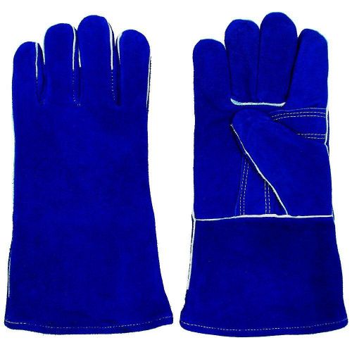 Blue glove Professional LEATHER WELDING GLoves with Kevlar Stitching Blue