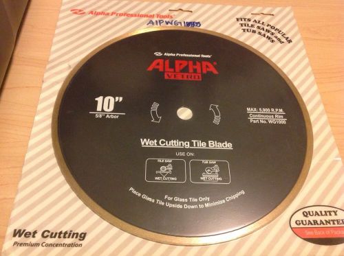 10&#034; x 5/8&#034; arbor alpha vetro wet cutting continuous rim tile diamond blade for sale