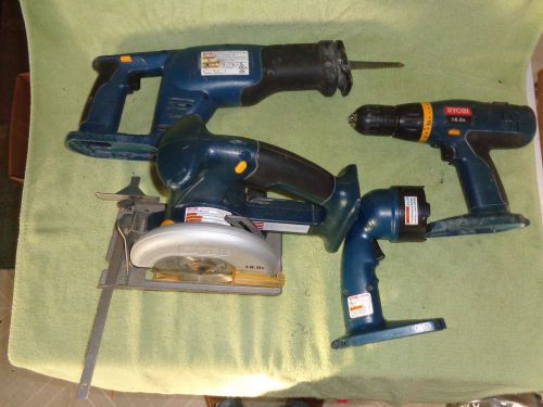 Ryobi cordless tools sawzall drill flashlight skill saw