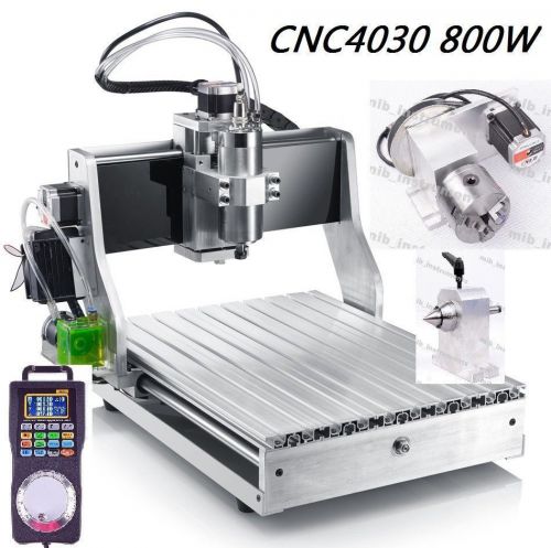 Fullset cnc router machine cnc4030 800w motor milling engraver + mpg + tailstock for sale