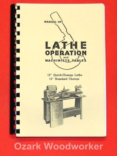 Atlas Craftsman Manual of Lathe Operation Book for 12&#034; Crossfeed Lever 0035