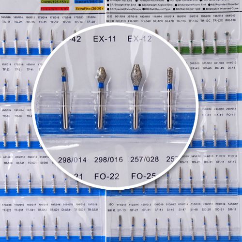 100 dental diamond burs high speed handpiece flat-end tapered medium fg 1.6mm ca for sale