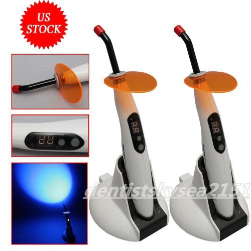 2 new dental cordless led curing light lamp wireless units 1200mw/cm2 guide tips for sale