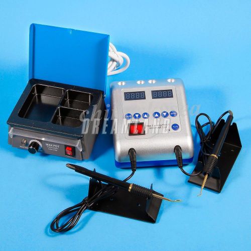 Dental Lab Wax Melting Pot Heated + Electric Waxer Carving Knife 2 Pen 6 Tips dd