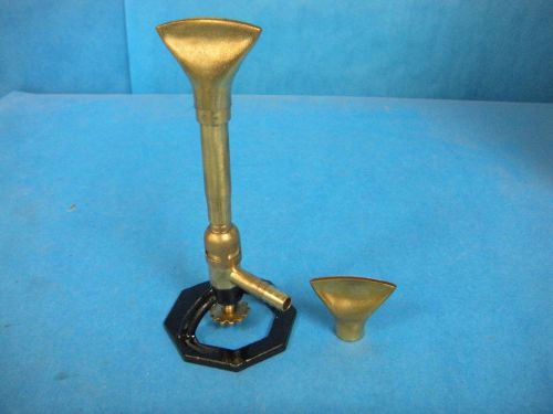 Vintage lab brass bunsen burner 7&#034; with flame spreader tips for sale
