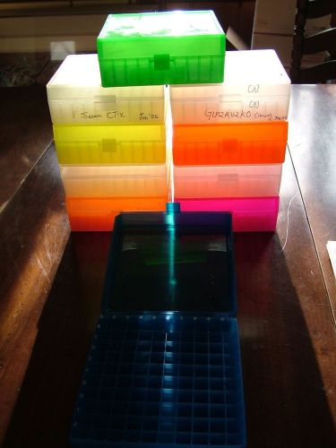 Plastic cryoboxes for vial sample storage multicolor 13 mm x 13 mm 100 slots for sale