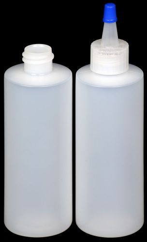 Plastic spout lid dropper/applicator bottle w/blue overcap, 4-oz., 100-pack, new for sale