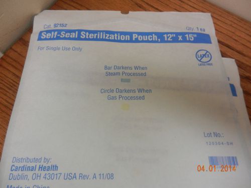 Cardinal 92152 Sterization Pouch Self Seal 12&#034; x 15&#034; NEW 100pcs